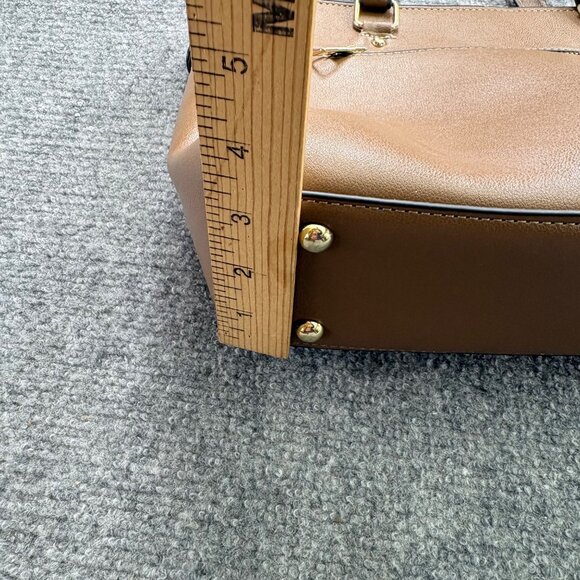 Huanying Shiyong Deligaopiju Brown Leather Tote Bag Zipper Closure Dual Handles - Picture 15 of 16